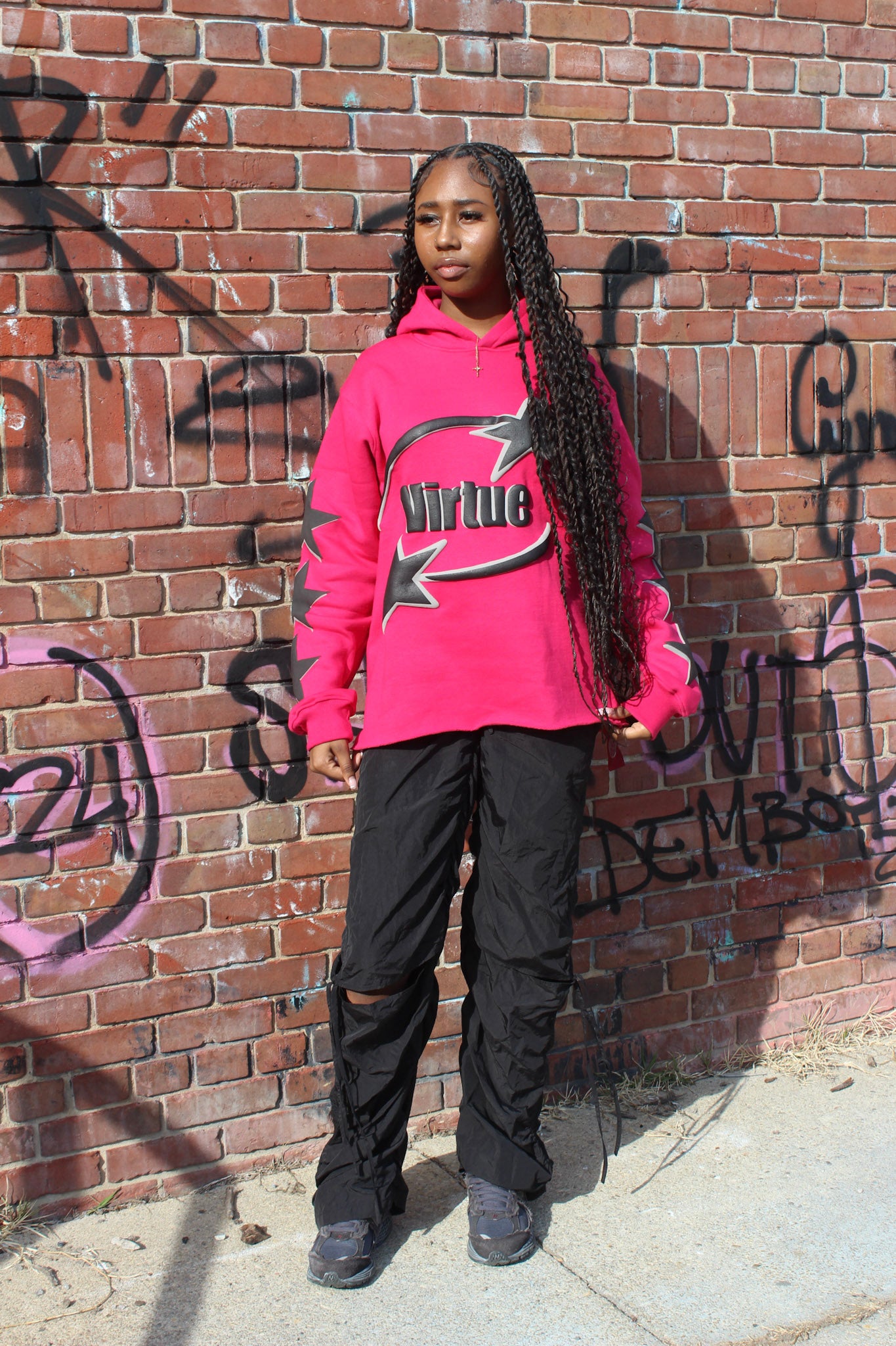 2WinVirtue Pink & Black Hoodie